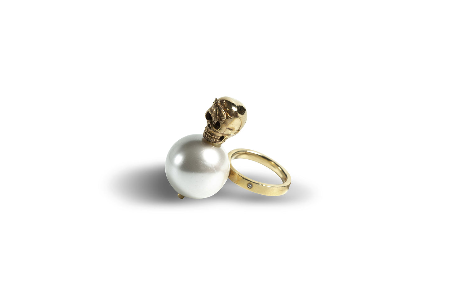 ANILLO PEARL SKULLFLY GOLD